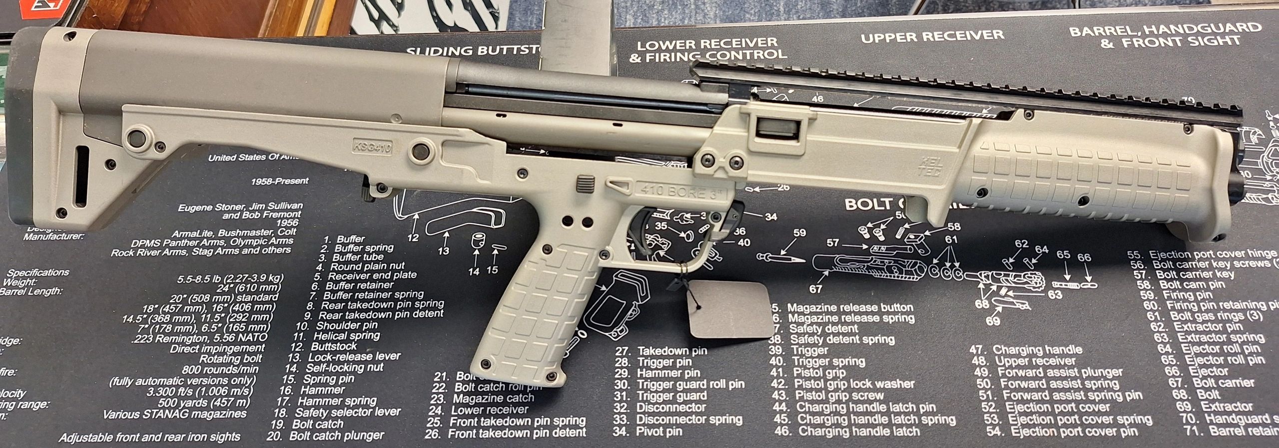 AR-15 rifle exploded parts diagram and specifications